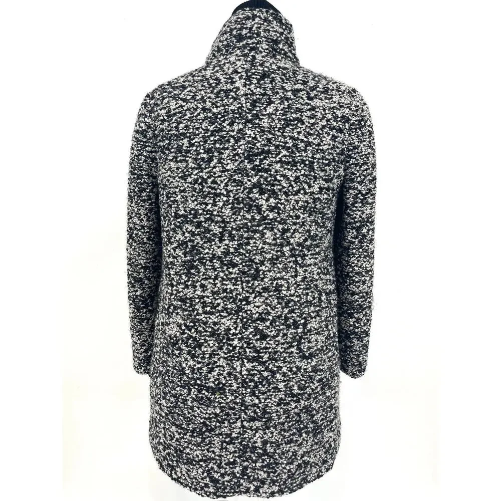 J Crew‎ Coat Italian Wool Lodge Tweed Zip Up in Boucle Speckled Black White 6P - Picture 6 of 12